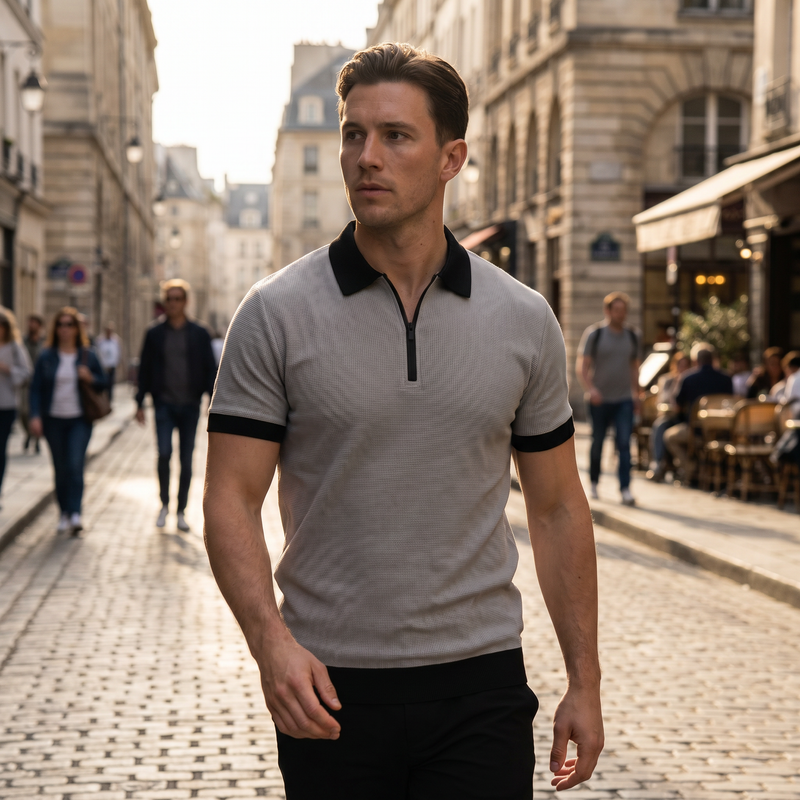 Half-Zip Lapel Polo — lifestyle