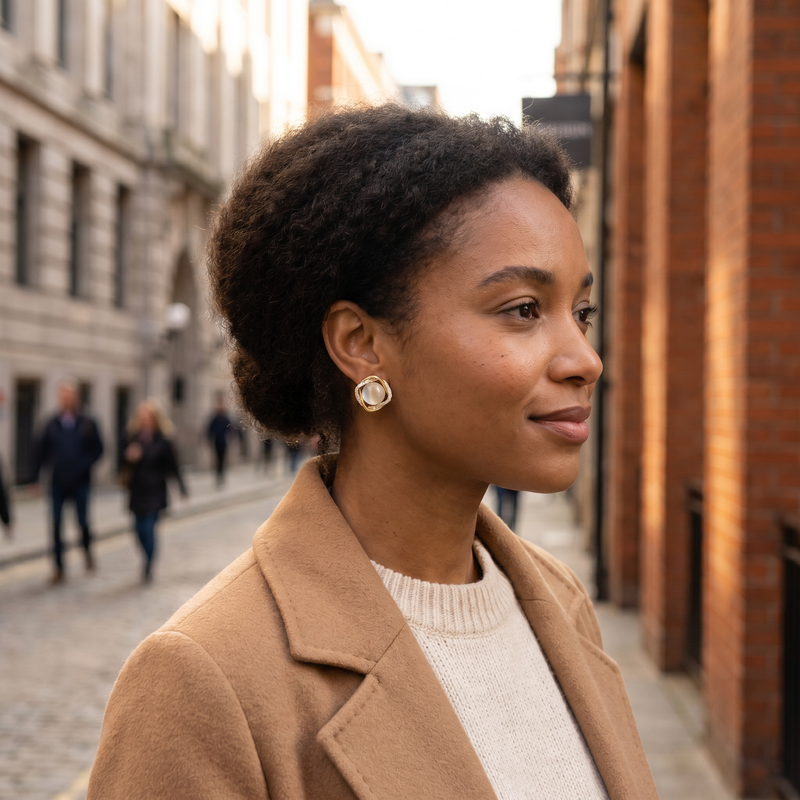 Aurelia Cat's Eye Pearl Earrings — lifestyle
