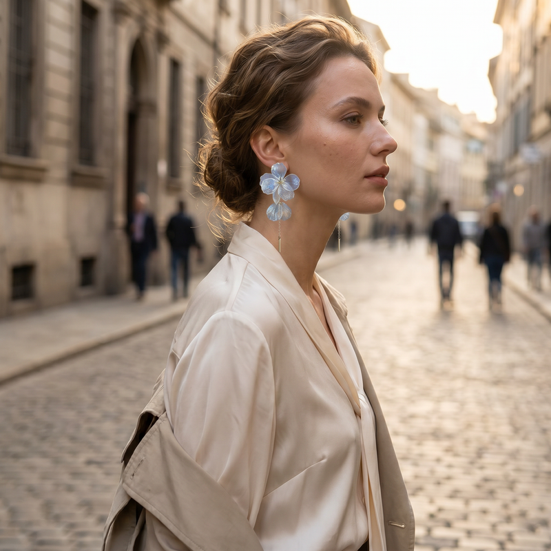 Camille Petal Pearl Earrings — lifestyle