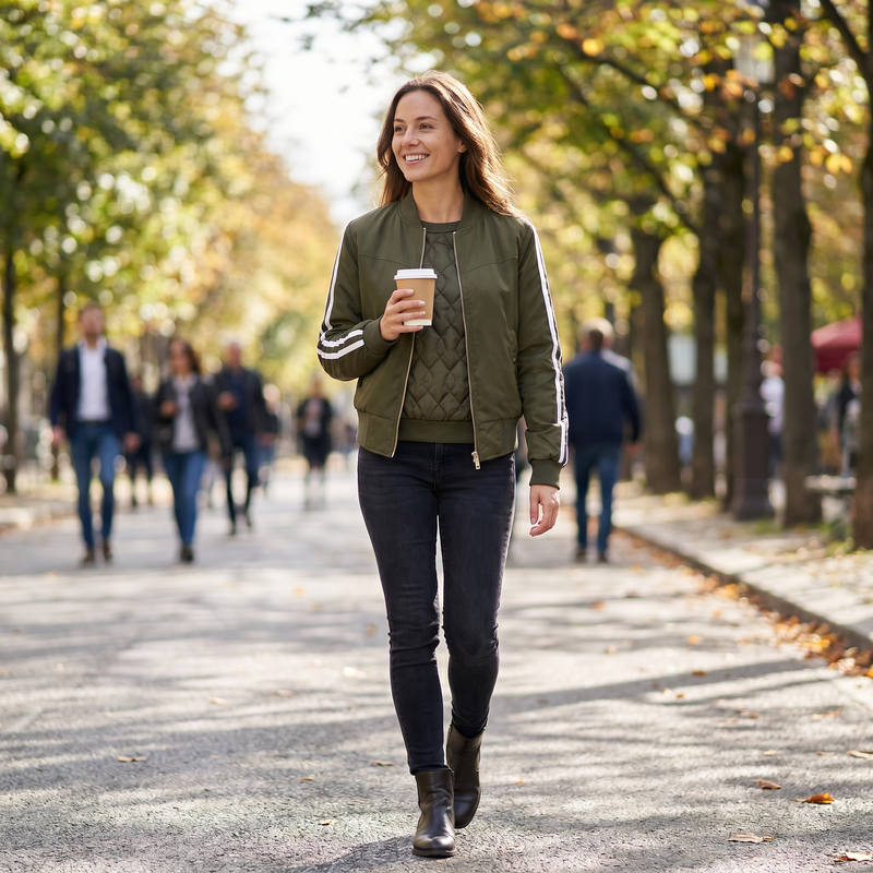 Wren Cropped Bomber Coat — lifestyle