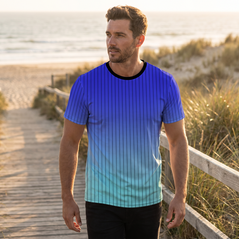 Men's Gradient Stripe Short Sleeve T-Shirt Plus Size — lifestyle