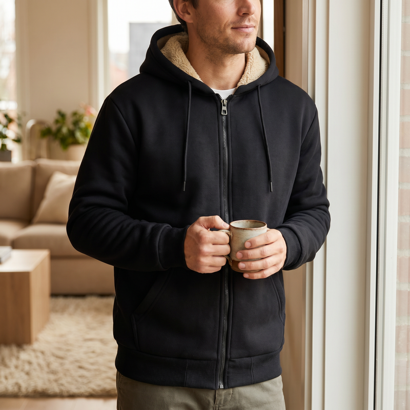 Men's Plus Size Fleece Lined Zip-Up Hoodie — lifestyle