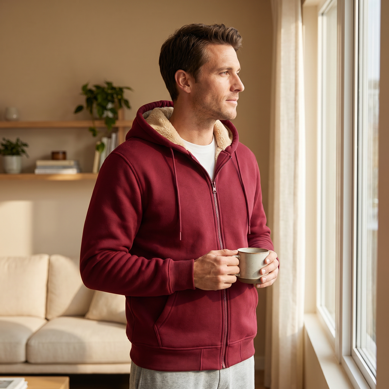 Men's Plus Size Sherpa Lined Zip Up Hoodie — lifestyle
