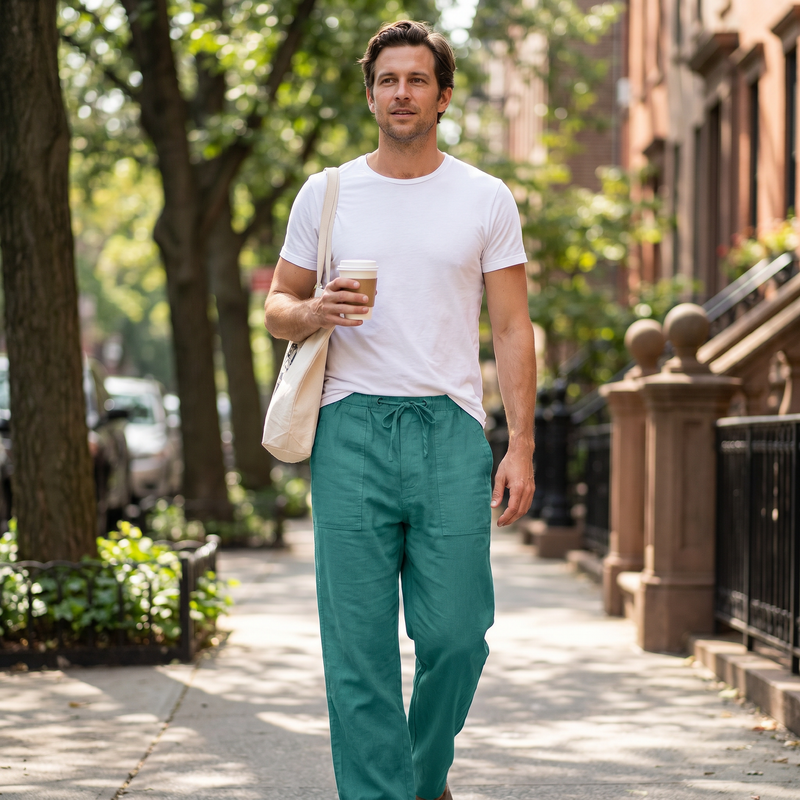 Men's Full Size Drawstring Straight Leg Pants Plus Size — lifestyle