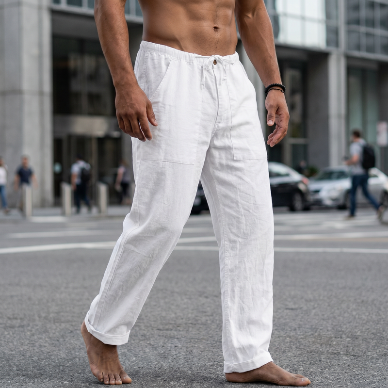 Men's Full Size Drawstring Straight Leg Pants Plus Size — lifestyle