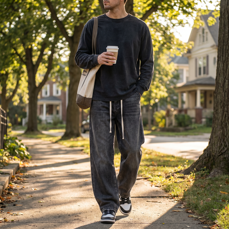 Men's Full Size Wash Loose Fit Jeans Plus Size — lifestyle