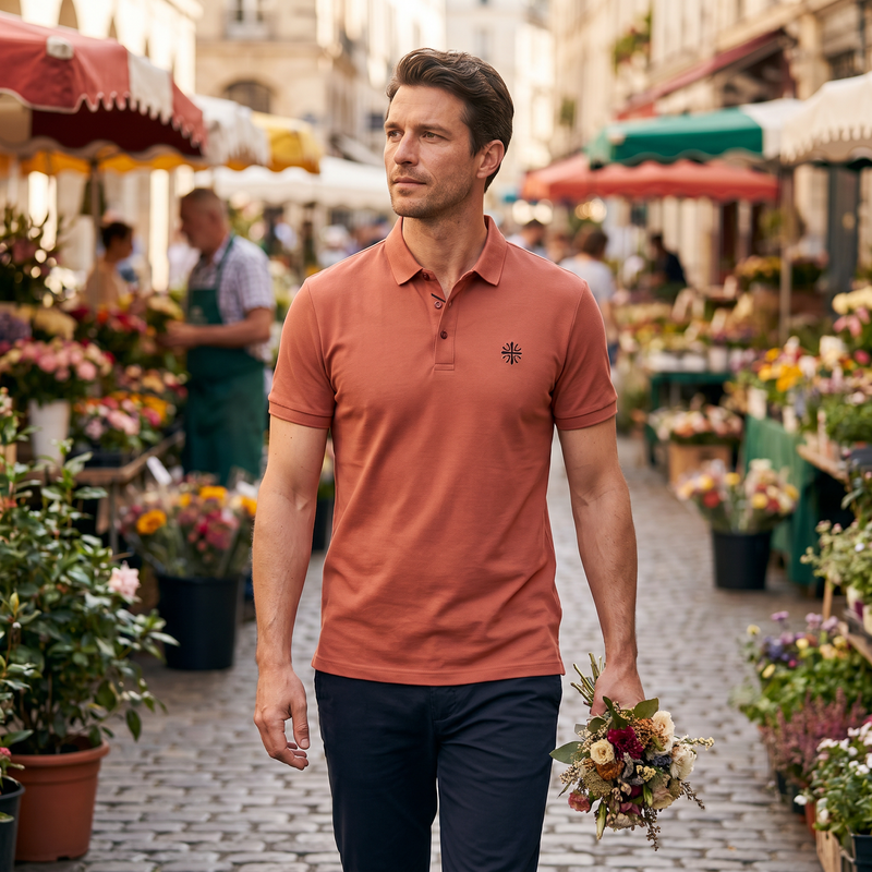 Men's Plus Size Embroidered Slim Fit Polo Shirt — lifestyle