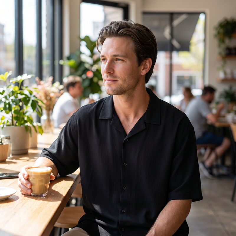 Men's Button Up 3/4 Sleeve Shirt — lifestyle