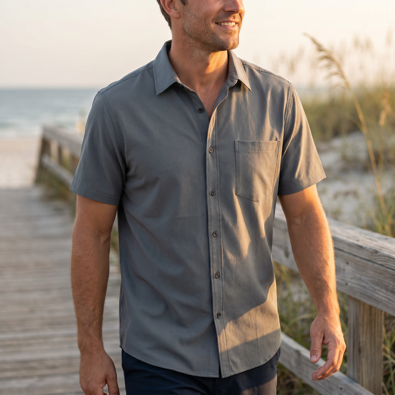 Men's Full Size Button Up Short Sleeve Shirt Plus Size — lifestyle