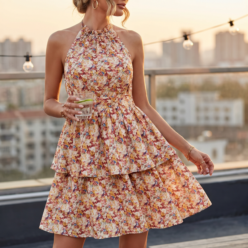 Ayla Ruffle Halter Midi Dress — lifestyle