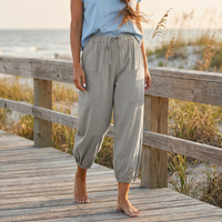 Isla Drawstring Linen-Look Pants