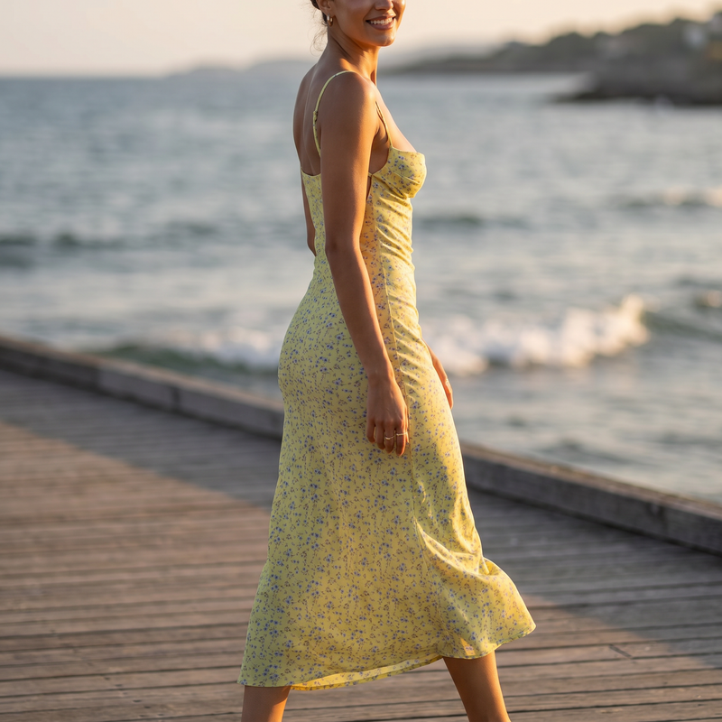 Margot Ditsy Floral Open-Back Maxi Dress — lifestyle