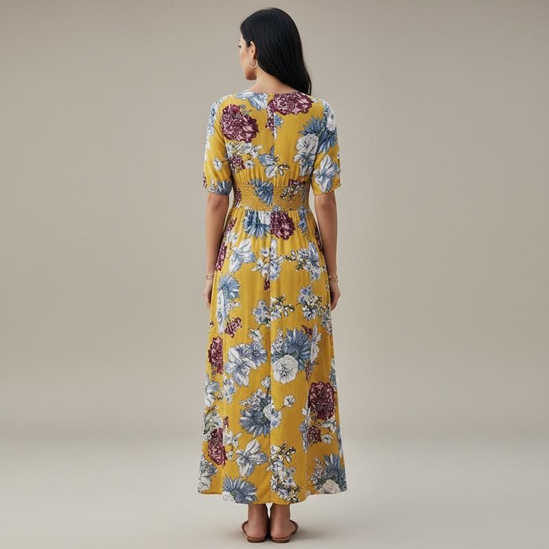 Sienna Floral Midi Dress — vista trasera